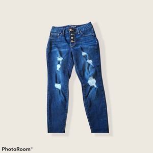 Maurices High rise  deconstructed dark denim Sz 4